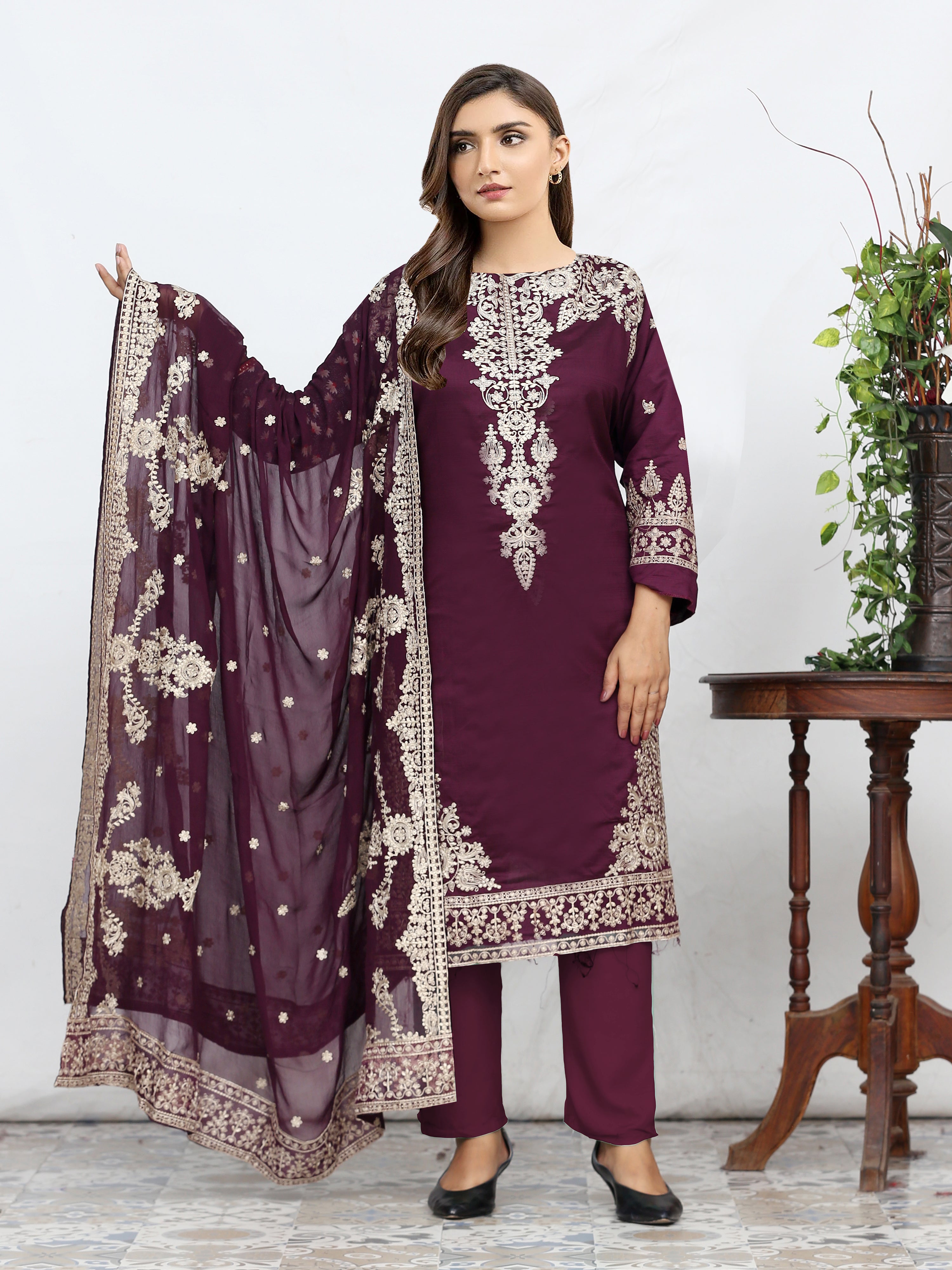 CRIMSON 1  DG-850D  (Unstitched Doria Viscose Collection)