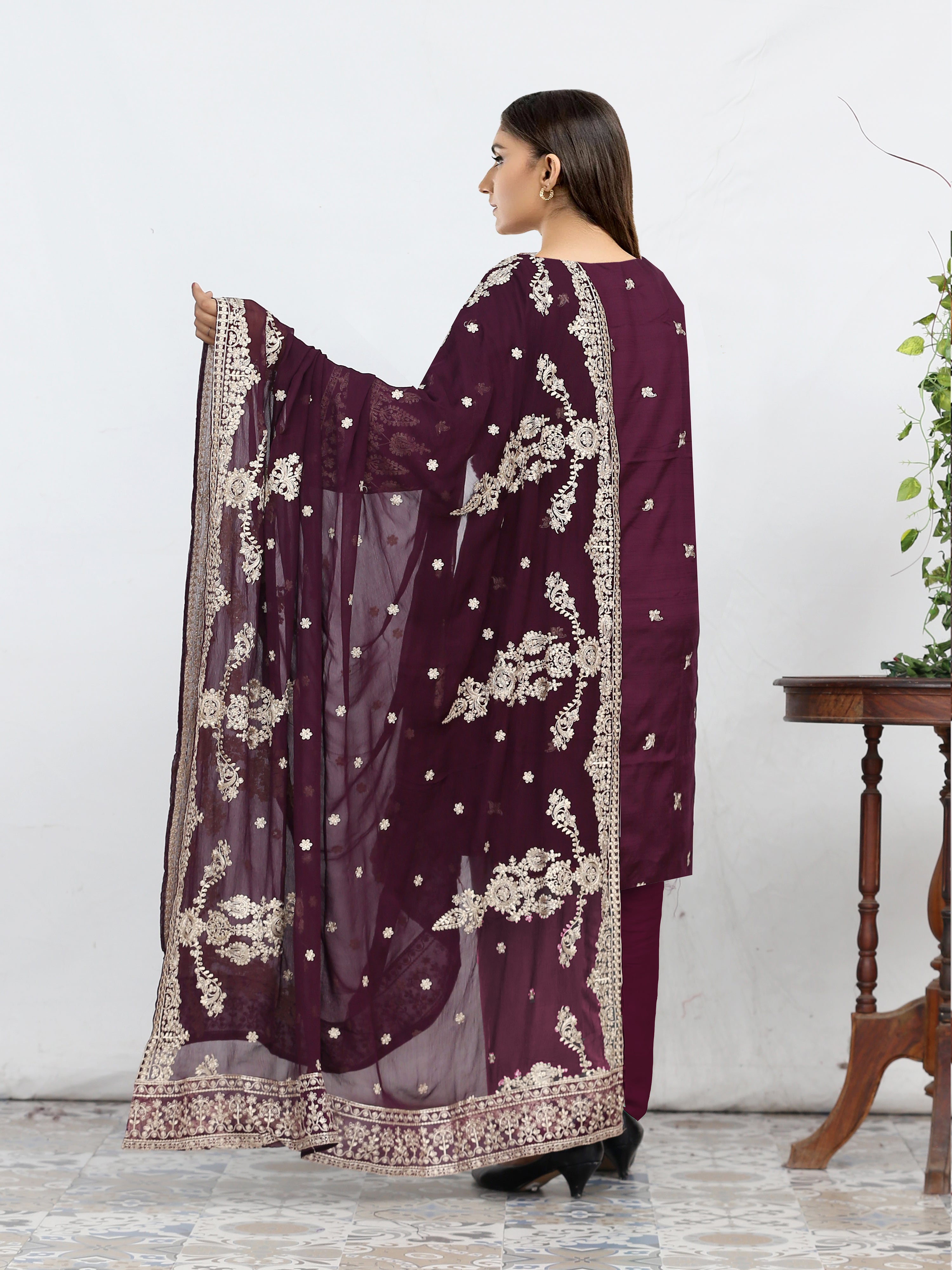 CRIMSON 1  DG-850D  (Unstitched Doria Viscose Collection)