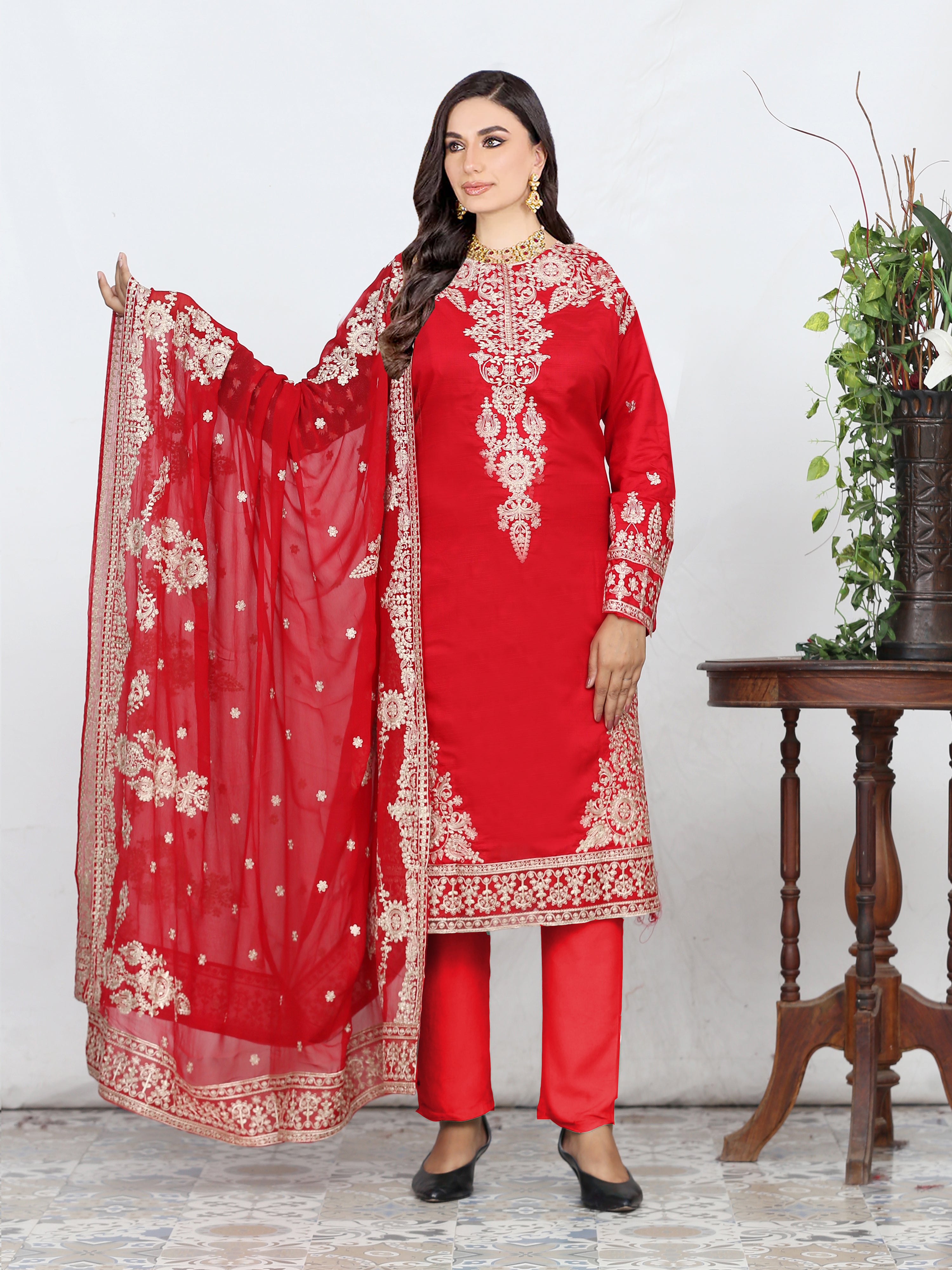 CRIMSON 1  DG-850B  (Unstitched Doria Viscose Collection)